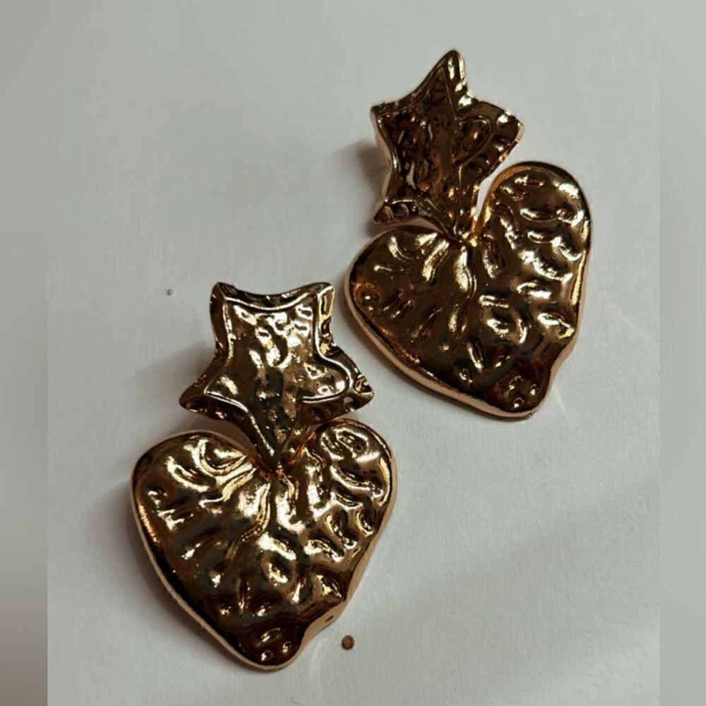 Heart dangle earrings A135 - Picture 2 of 5